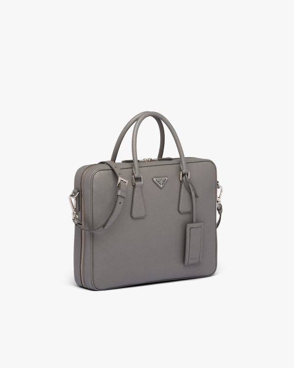 Marble Gray Saffiano Leather Work Bag - Image 2