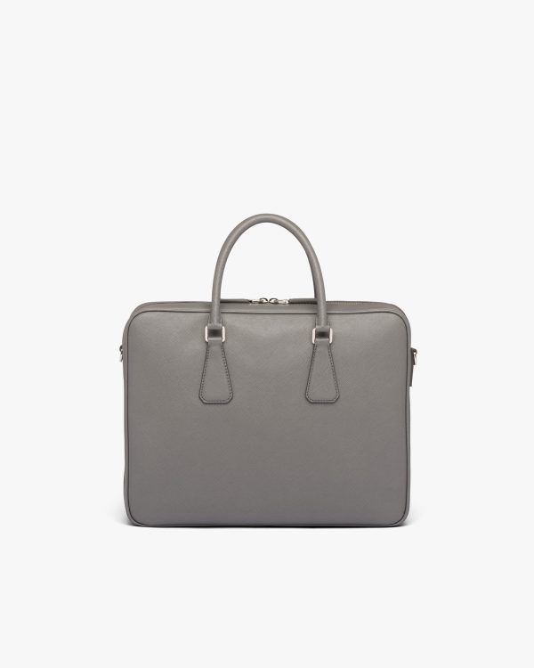 Marble Gray Saffiano Leather Work Bag - Image 4