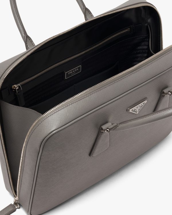 Marble Gray Saffiano Leather Work Bag - Image 5