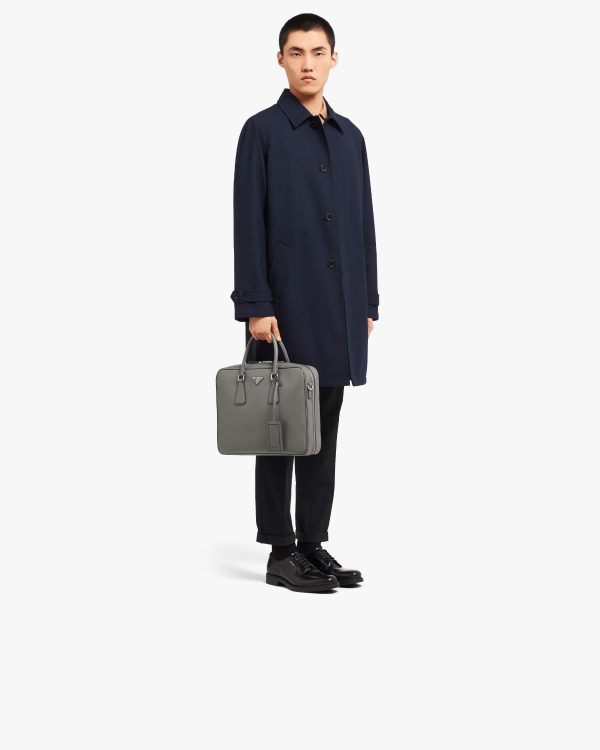 Marble Gray Saffiano Leather Work Bag - Image 7