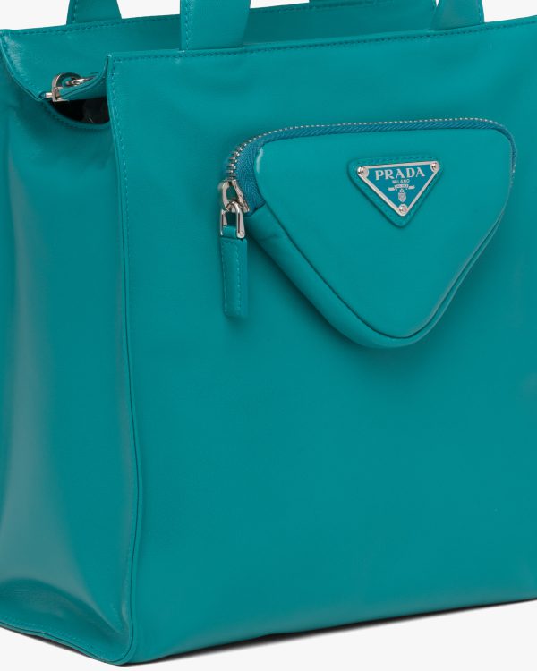 Peacock Blue Nappa leather tote bag - Image 2