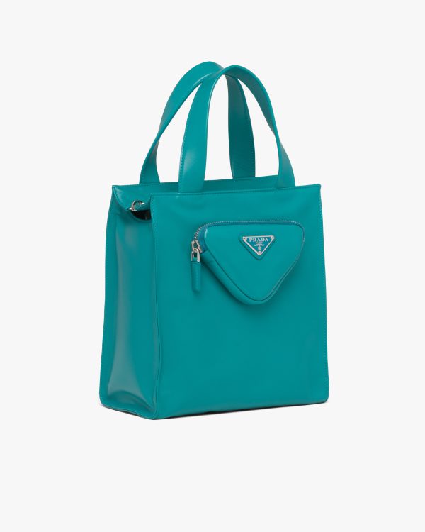 Peacock Blue Nappa leather tote bag - Image 3