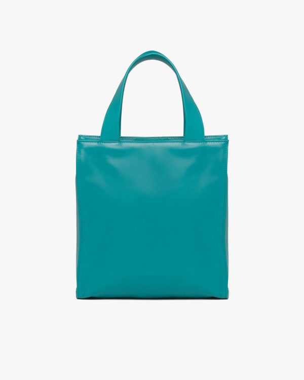 Peacock Blue Nappa leather tote bag - Image 4