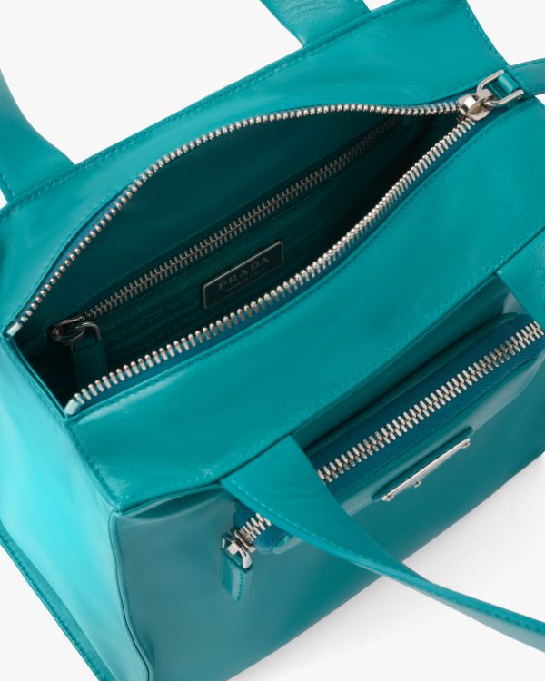 Peacock Blue Nappa leather tote bag - Image 5