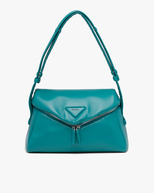 Peacock Blue Padded nappa leather Prada Signaux bag