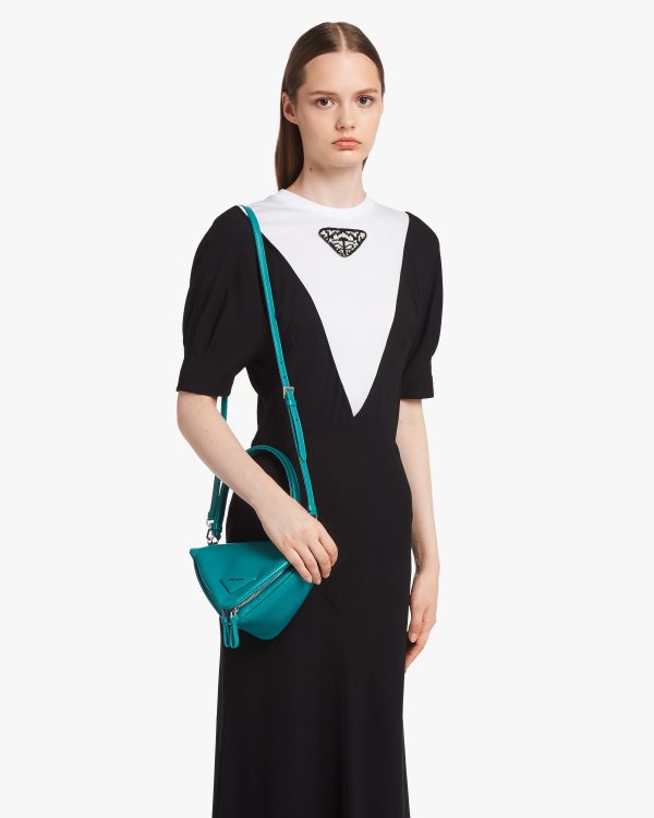 Peacock Blue Padded nappa leather handbag - Image 2