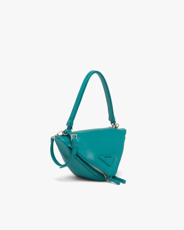 Peacock Blue Padded nappa leather handbag - Image 3