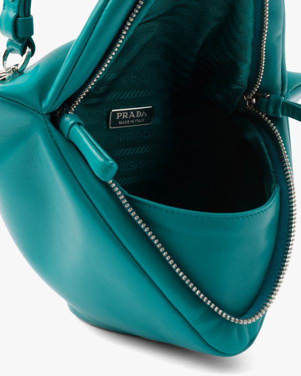 Peacock Blue Padded nappa leather handbag - Image 5