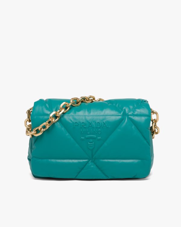 Peacock Blue Padded nappa leather shoulder bag