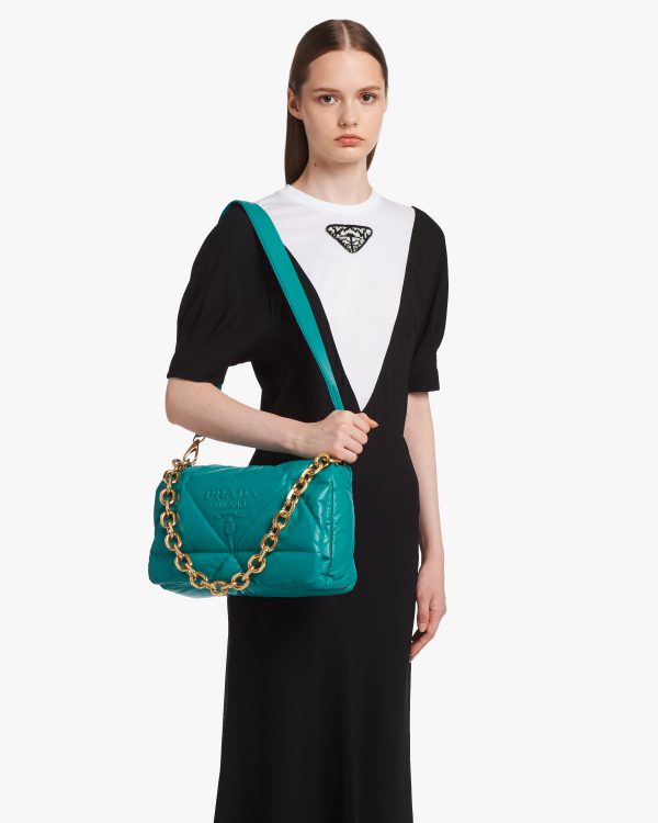 Peacock Blue Padded nappa leather shoulder bag - Image 2