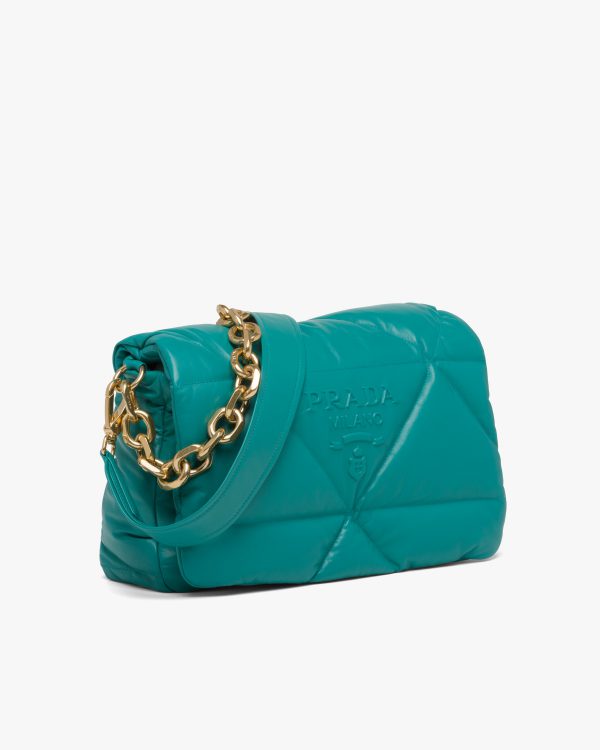 Peacock Blue Padded nappa leather shoulder bag - Image 3