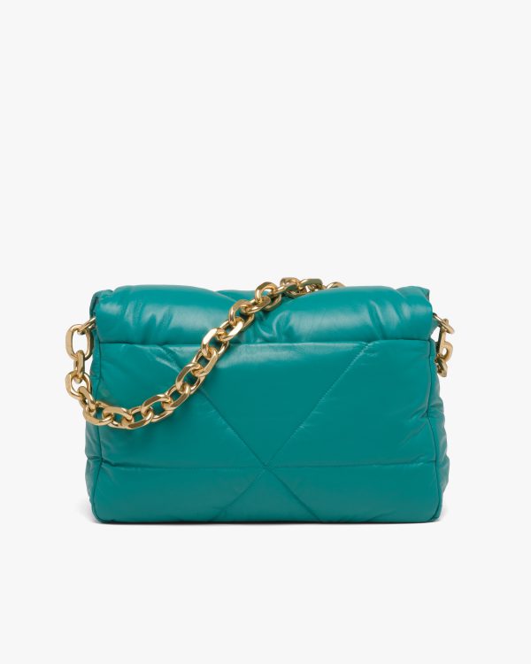 Peacock Blue Padded nappa leather shoulder bag - Image 4