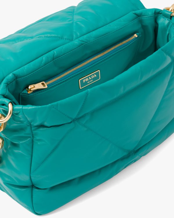 Peacock Blue Padded nappa leather shoulder bag - Image 5