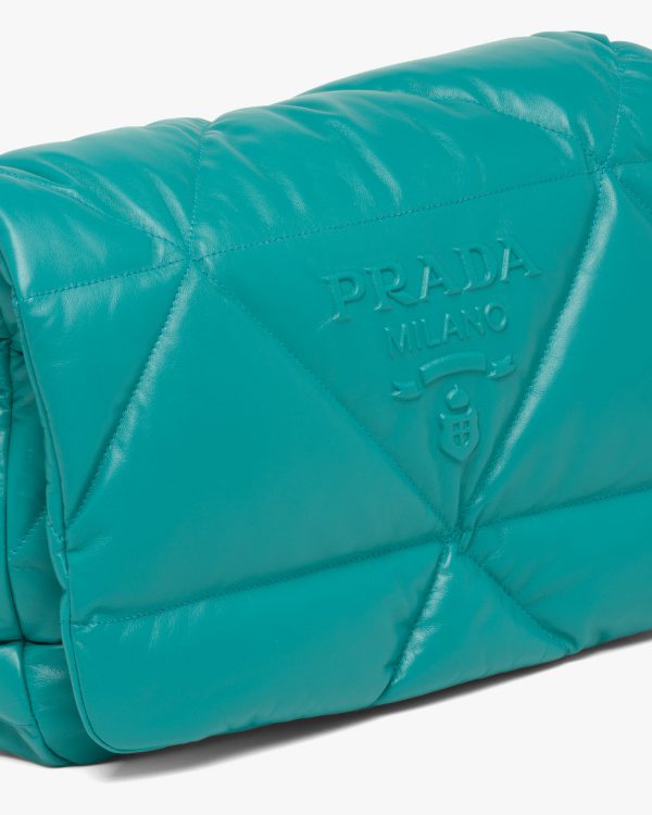 Peacock Blue Padded nappa leather shoulder bag - Image 6