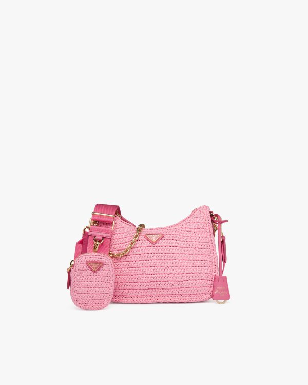 Petal Pink Prada Re-Edition 2005 raffia bag