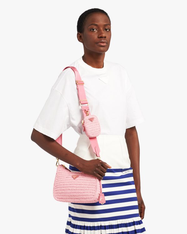 Petal Pink Prada Re-Edition 2005 raffia bag - Image 2