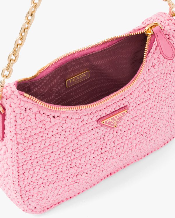 Petal Pink Prada Re-Edition 2005 raffia bag - Image 5