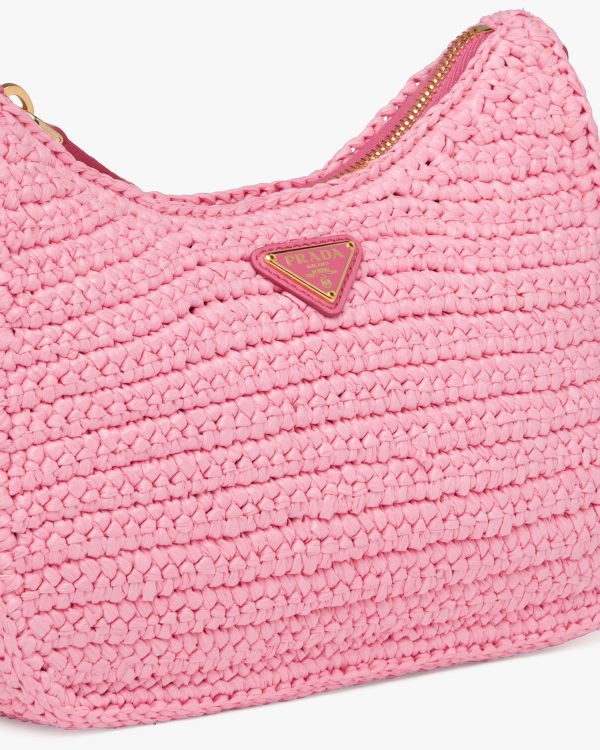Petal Pink Prada Re-Edition 2005 raffia bag - Image 6