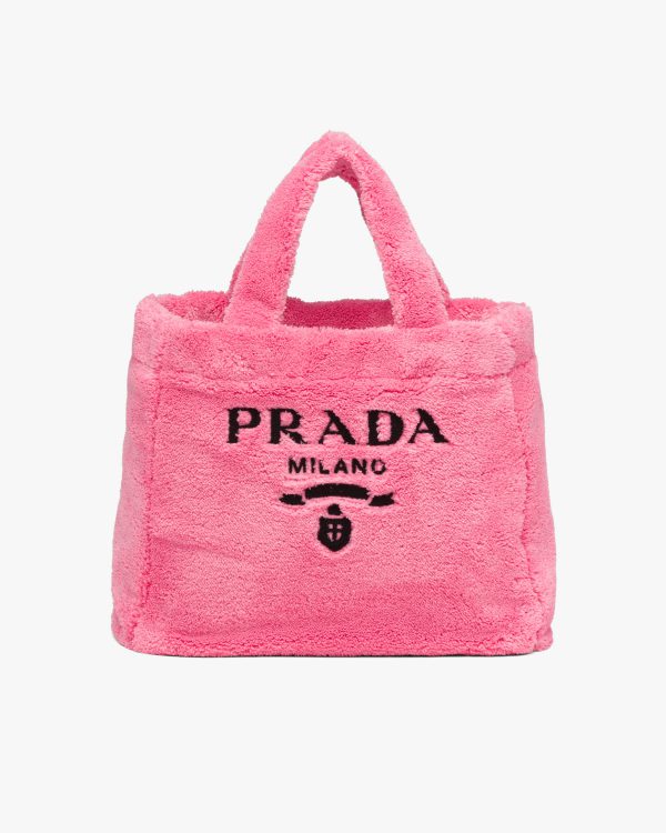 Petal Pink/black Terry tote bag