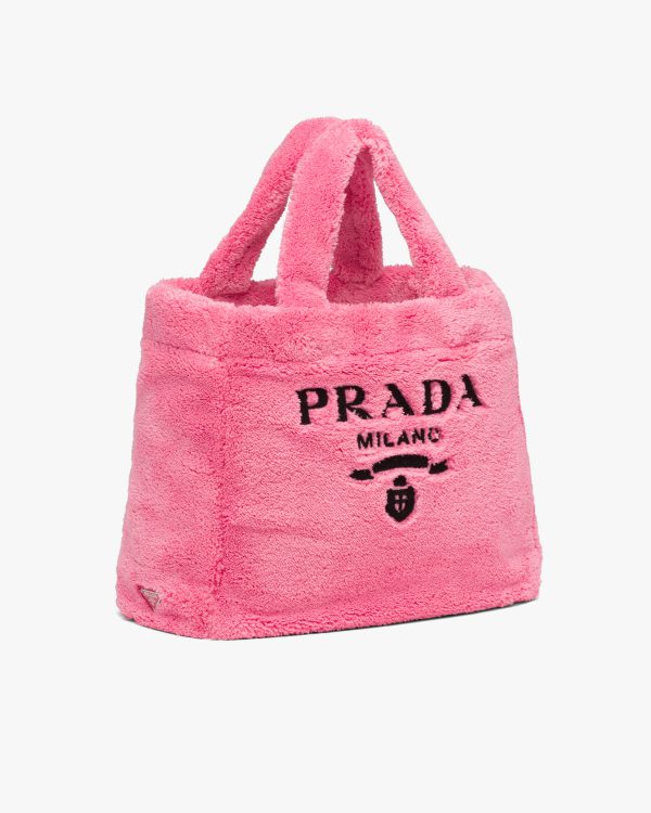 Petal Pink/black Terry tote bag - Image 3