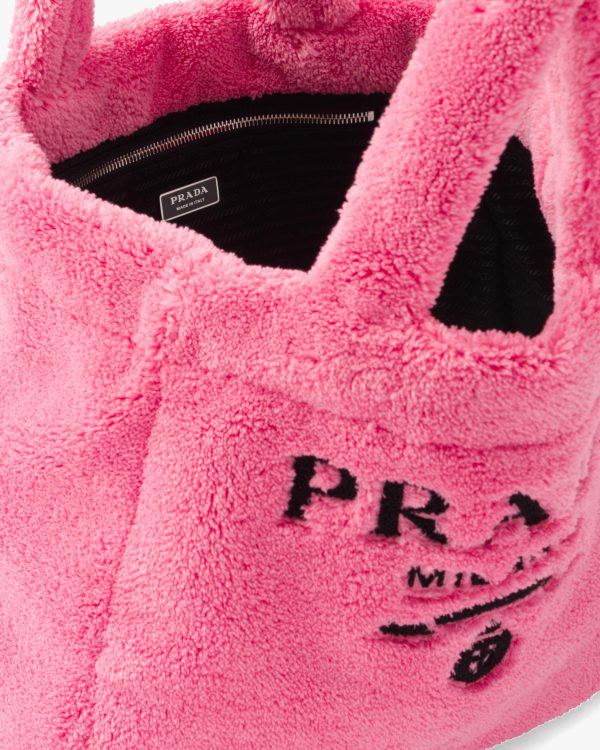 Petal Pink/black Terry tote bag - Image 5