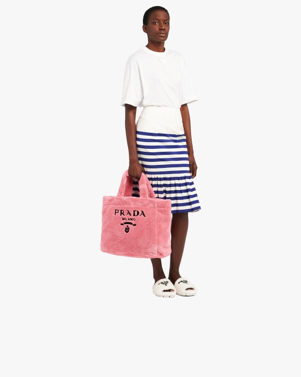 Petal Pink/black Terry tote bag - Image 7