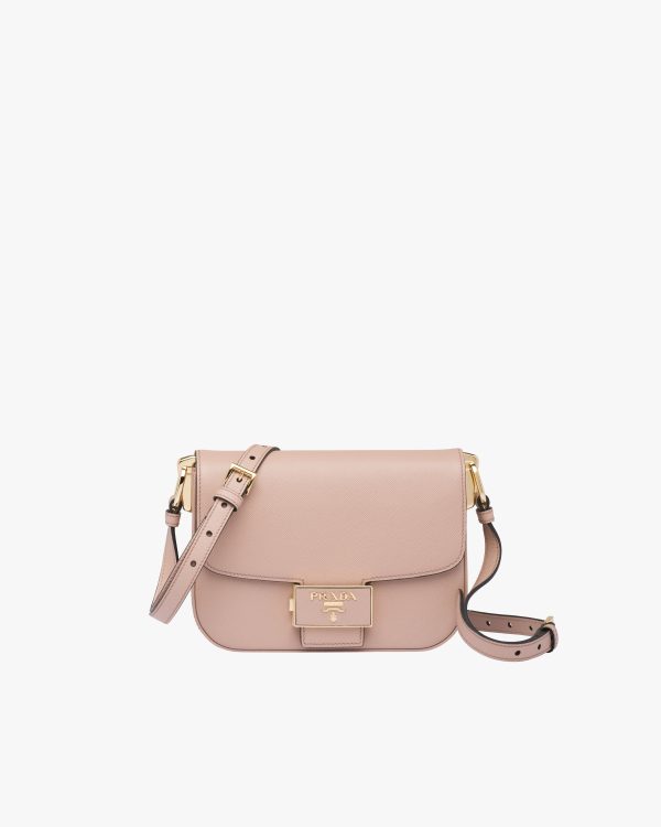 Powder Pink Saffiano Leather Prada Embleme Bag