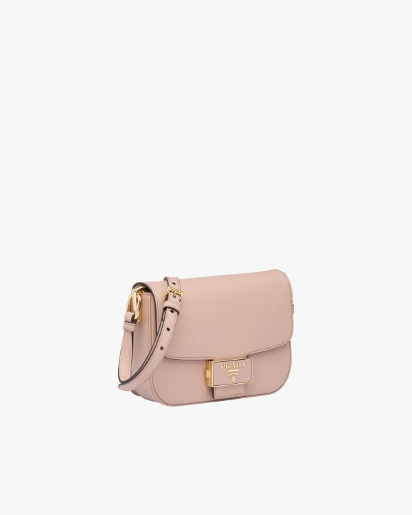 Powder Pink Saffiano Leather Prada Embleme Bag - Image 3