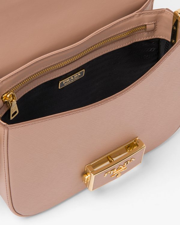 Powder Pink Saffiano Leather Prada Embleme Bag - Image 5