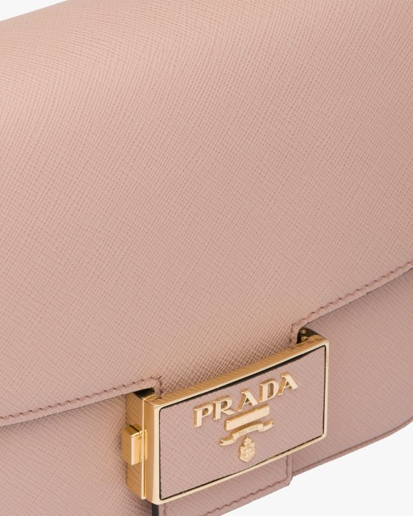 Powder Pink Saffiano Leather Prada Embleme Bag - Image 6