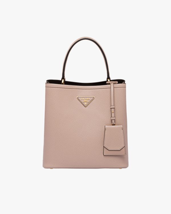 Powder Pink/black Medium Saffiano Leather Prada Panier Bag