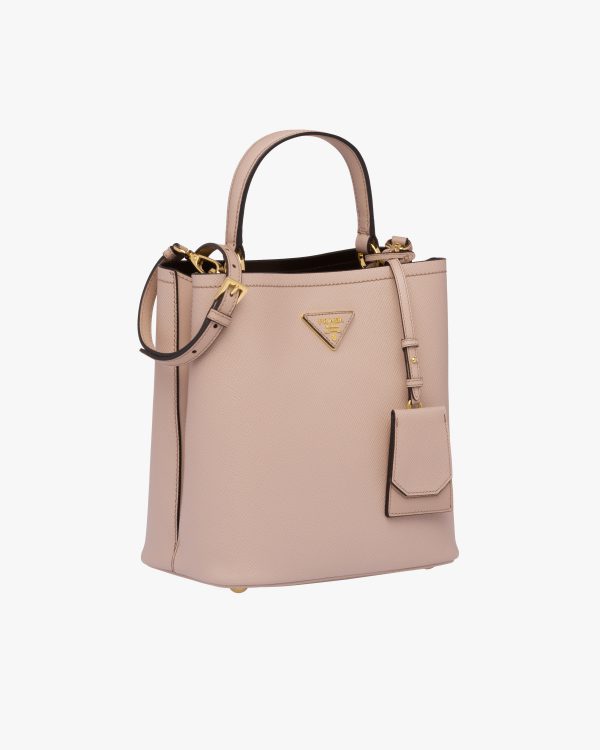 Powder Pink/black Medium Saffiano Leather Prada Panier Bag - Image 3
