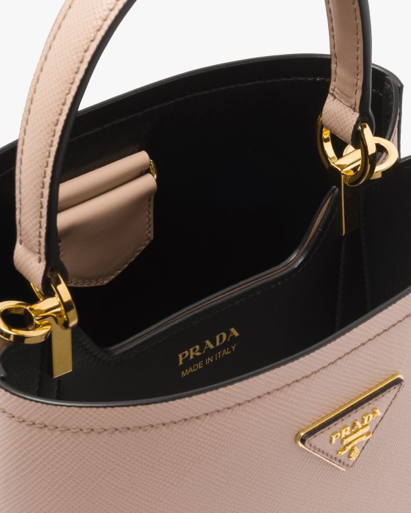 Powder Pink/black Medium Saffiano Leather Prada Panier Bag - Image 5