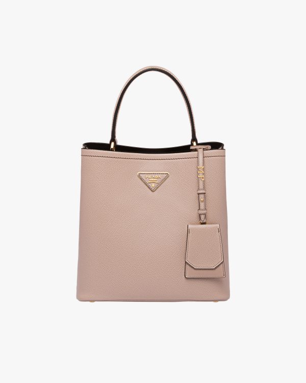 Powder Pink/black Medium Saffiano Leather Prada Panier Bag - Image 7