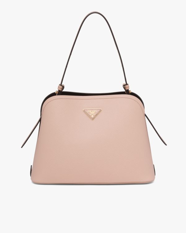 Powder Pink/black Saffiano Leather Prada Matinee Bag