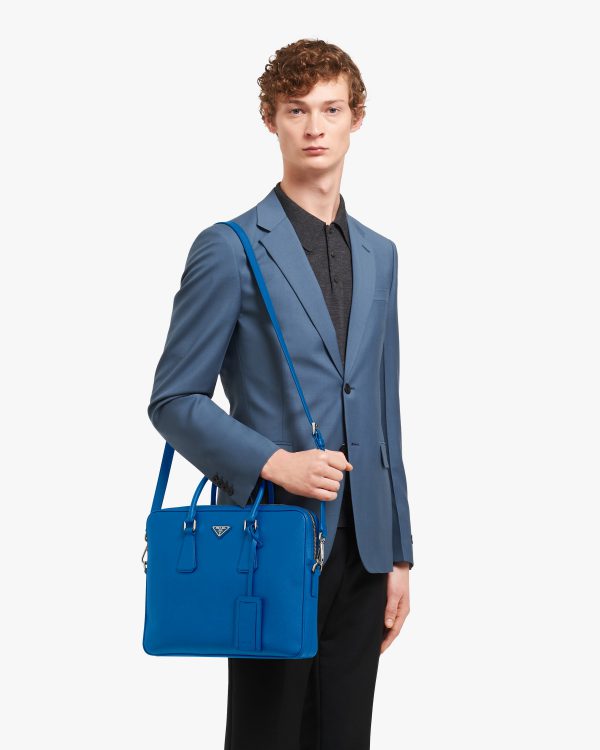 Sea Blue Saffiano Leather Work Bag - Image 2