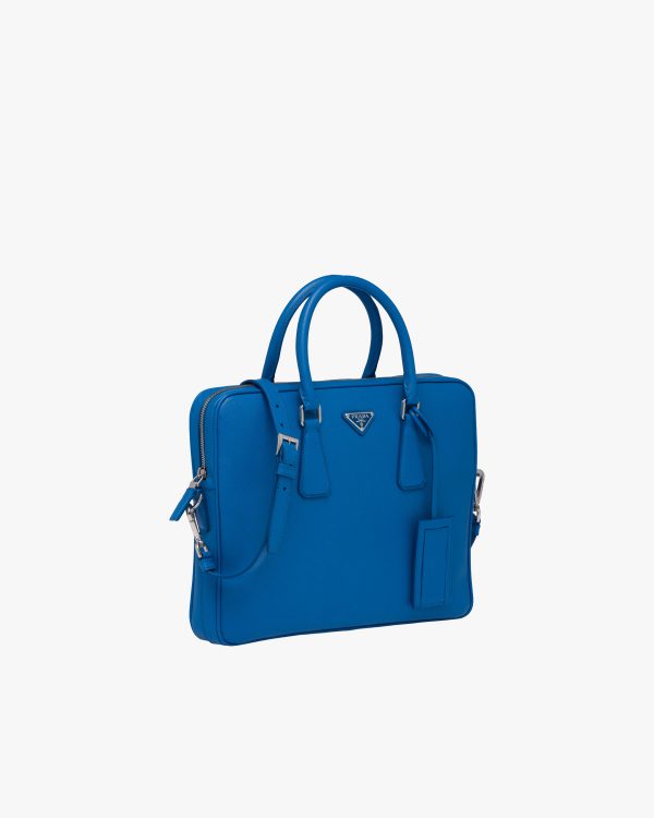 Sea Blue Saffiano Leather Work Bag - Image 3