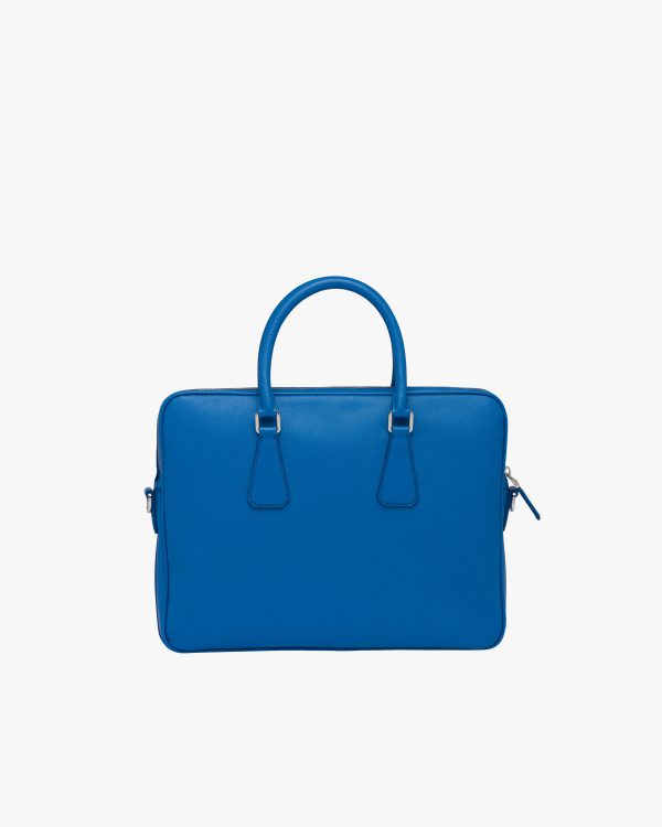 Sea Blue Saffiano Leather Work Bag - Image 4