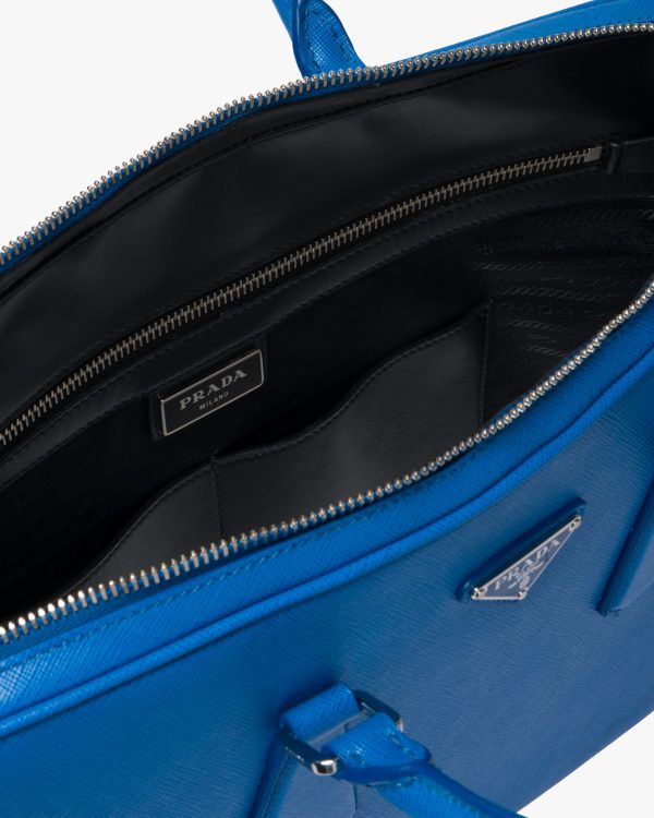 Sea Blue Saffiano Leather Work Bag - Image 5