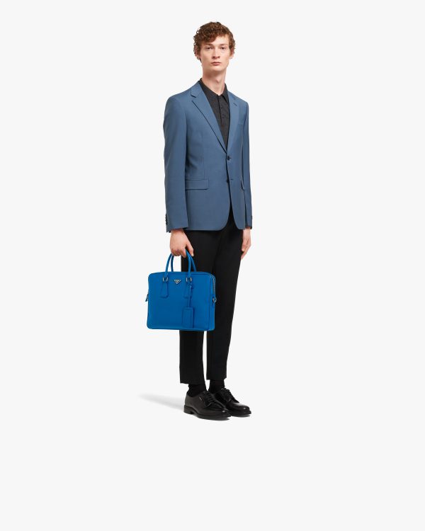 Sea Blue Saffiano Leather Work Bag - Image 7
