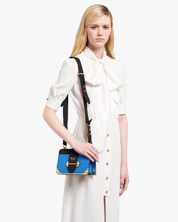 Sea Blue/black Leather Prada Cahier Bag - Image 2