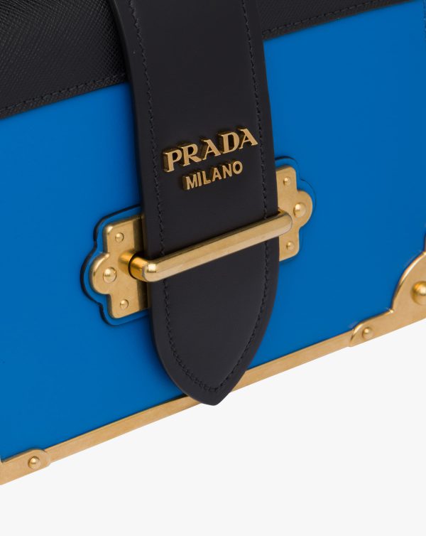 Sea Blue/black Leather Prada Cahier Bag - Image 6