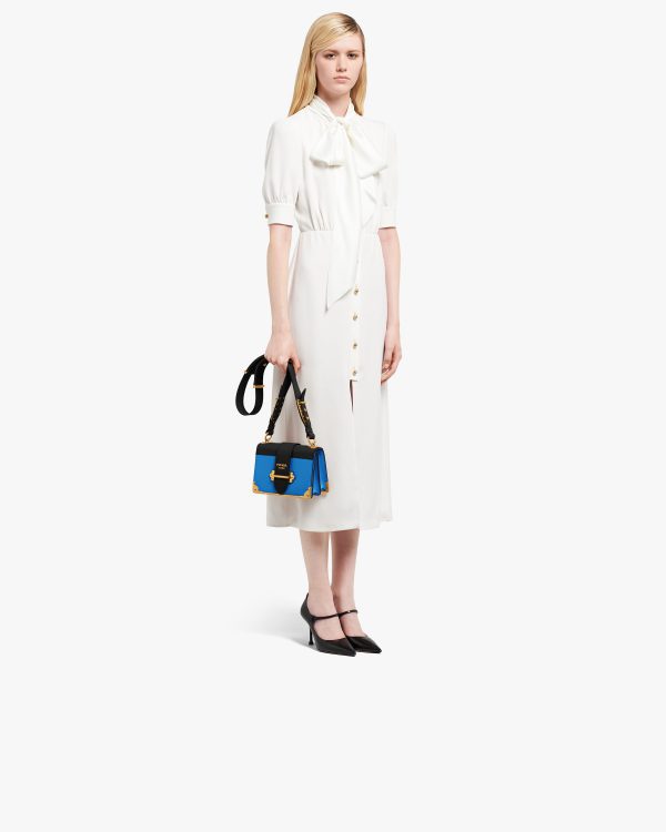 Sea Blue/black Leather Prada Cahier Bag - Image 7