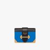Sea Blue/black Leather Prada Cahier Bag