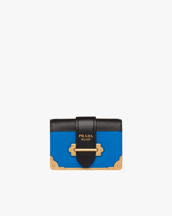 Sea Blue/black Leather Prada Cahier Bag