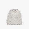 Silver Leather mesh and satin clutch