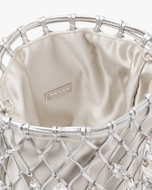 Silver Leather mesh and satin clutch - Image 5