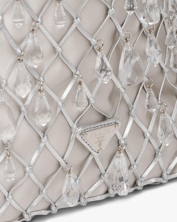 Silver Leather mesh and satin clutch - Image 6