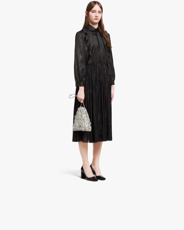 Silver Leather mesh and satin clutch - Image 7