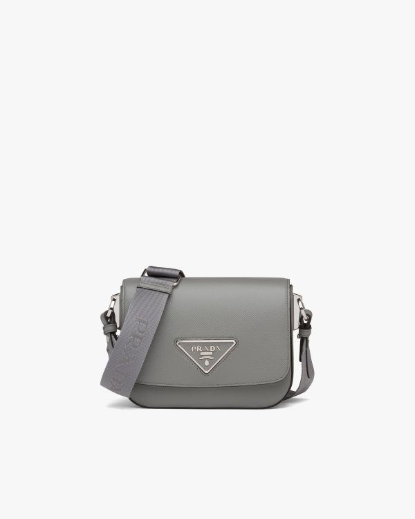Slate Gray Saffiano leather Prada Identity shoulder bag